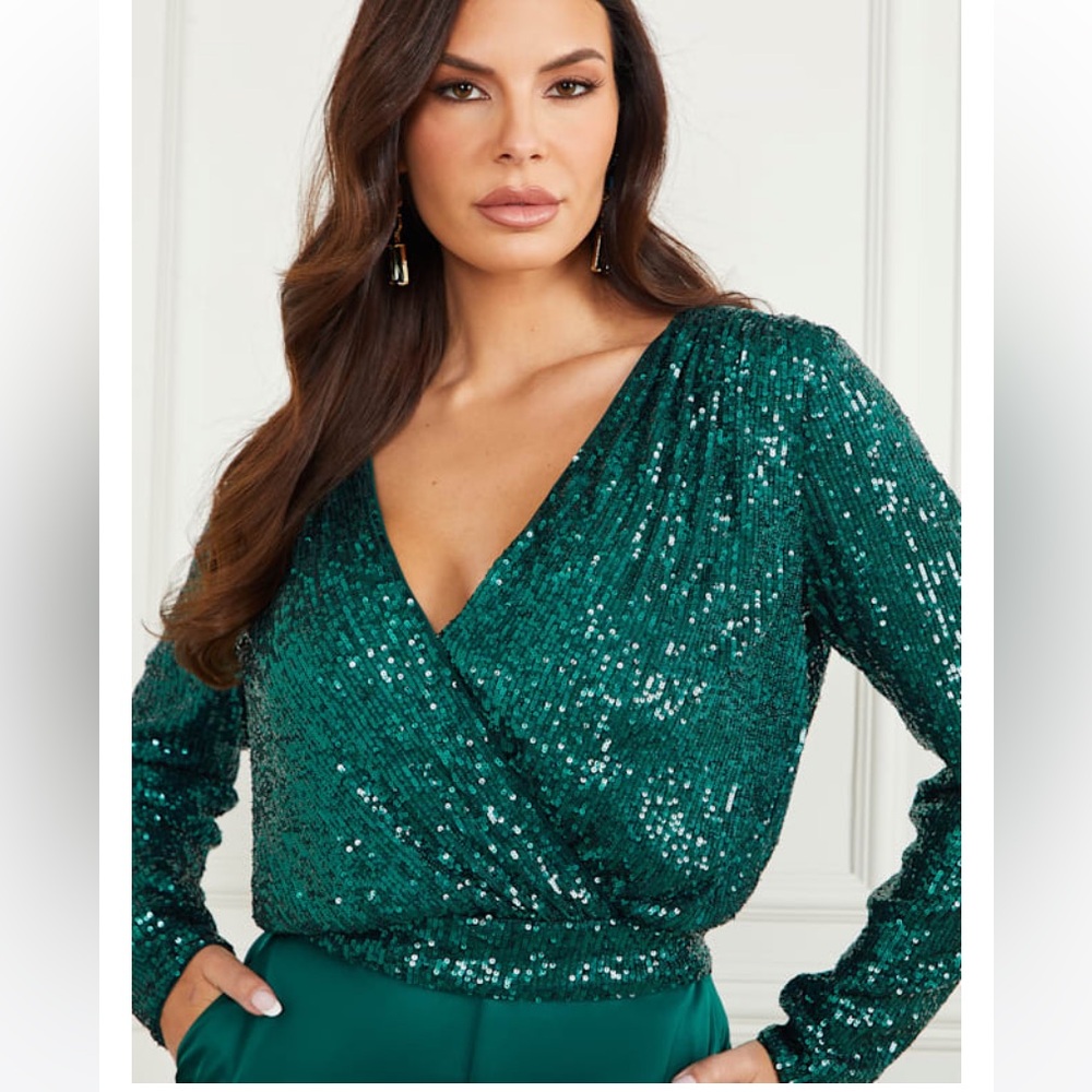Marciano Emerald Green Sequins Top - Size M